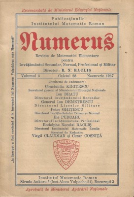 Romania, Revista Numerus, volumul 2, caietul 16/1936 foto