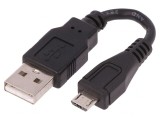 Cablu USB 2.0 A la Micro B 0.1m Negru, QOLTEC