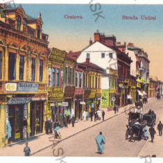 5296 - CRAIOVA, street stores, Romania - old postcard, CENSOR - used - 1917