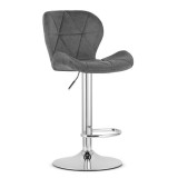 Cumpara ieftin Scaun de bucatarie/bar, Artool, West, rotativ, catifea, gri si argintiu, 46x48.5x90-111 cm