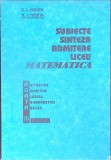 MATEMATICA: SUBIECTE, SINTEZA, ADMITERE LICEU-E.I. NEDITA, N.I. NEDITA-351431