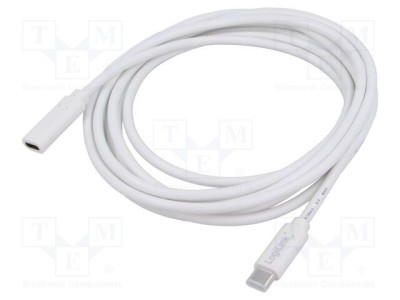 Cablu USB 2.0 High Speed USB C - USB C, 3m, alb, LOGILINK foto