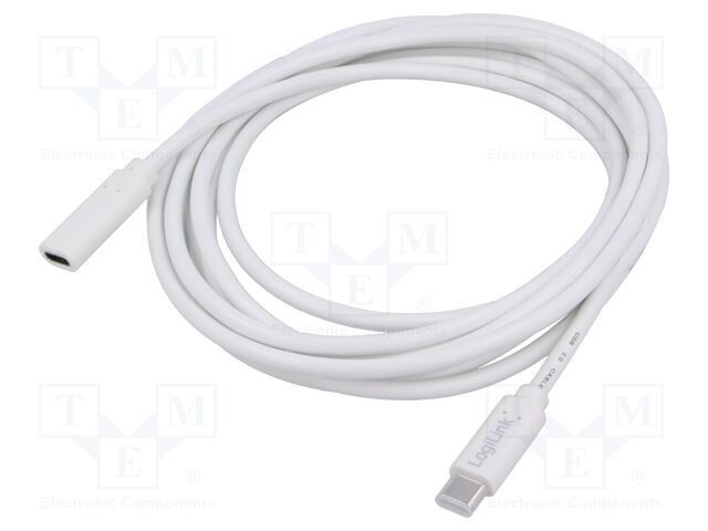 Cablu USB 2.0 High Speed USB C - USB C, 3m, alb, LOGILINK