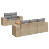 Cumpara ieftin Set canapele de gradina cu perne, 6 piese, bej, poliratan