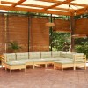 VidaXL Set mobilier grădină cu perne crem, 9 piese, lemn masiv de pin 3096707