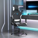 vidaXL Scaun de gaming cu masaj, negru și alb, material textil 345498