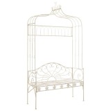 VidaXL Bancă de grădină, alb vintage, 122 cm, fier