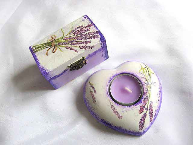 Set cadou cutie si suport lumanare cu lavanda 26905