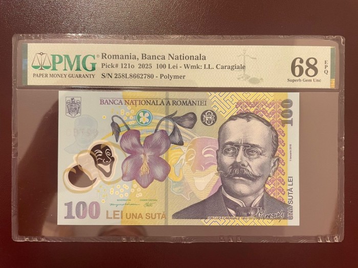Romania 100 lei 2025 pick 121o grad 68 pmg