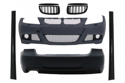 Kit Exterior BMW Seria 3 E90 (2005-2008) M-Technik Design cu Grile Centrale Negru Lucios Performance AutoTuning foto