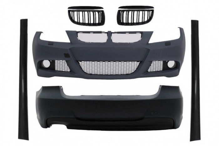 Kit Exterior BMW Seria 3 E90 (2005-2008) M-Technik Design cu Grile Centrale Negru Lucios Performance AutoTuning
