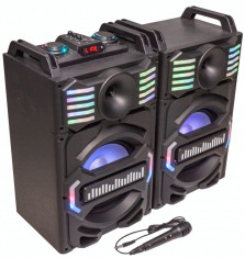 Set 2 boxe karaoke 700W Bluetooth, microfon foto