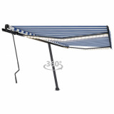 VidaXL Copertină retractabilă manual cu LED, albastru&amp;alb, 400x300 cm