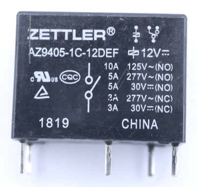 12VDC 10A-277VAC RELEU, 1 CONTACT AZ9405-1C-12DEF ZETTLER foto