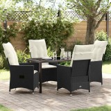 VidaXL Set de masă pentru grădină cu pernă 5 pcs Negru Rattan poli