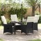 vidaXL Set de masă pentru grădină cu pernă 5 pcs Negru Rattan poli 3379536