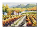 Cumpara ieftin Tablou vita de vie pictat manual, Peisaj din podgorie, 70x50cm ulei pe panza in cutit efect 3D