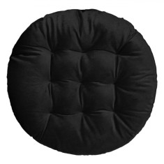 Perna Decorativă pentru Scaun, Velvet, Rotundă, Culoare Neagră, 40cm