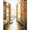 Tablou canal cu barci in Venetia pictat manual 120x90cm ulei pe panza in cutit efect 3D, gata de agatat pe perete