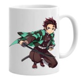 Cana alba personalizata demon slayer tanjiro, INOVATIX&reg;. 330 ml