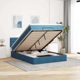 VidaXL Cadru de pat otoman cu saltea Albastru &icirc;nchis 140x190cm catifea