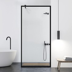 Paravan dus walk-in Aqua Roy &reg; Black, model Frame negru, sticla 8 mm clara securizata, 130x195 cm