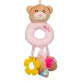Jucărie Zornăitoare Plus Ursuleț, 25 cm, Culoare Roz, Pentru Fetite, Oem