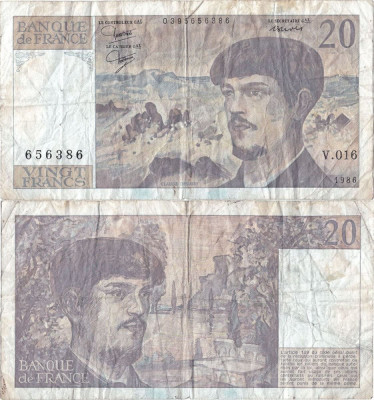 1986, 20 francs (P-151a.7) - Franța foto