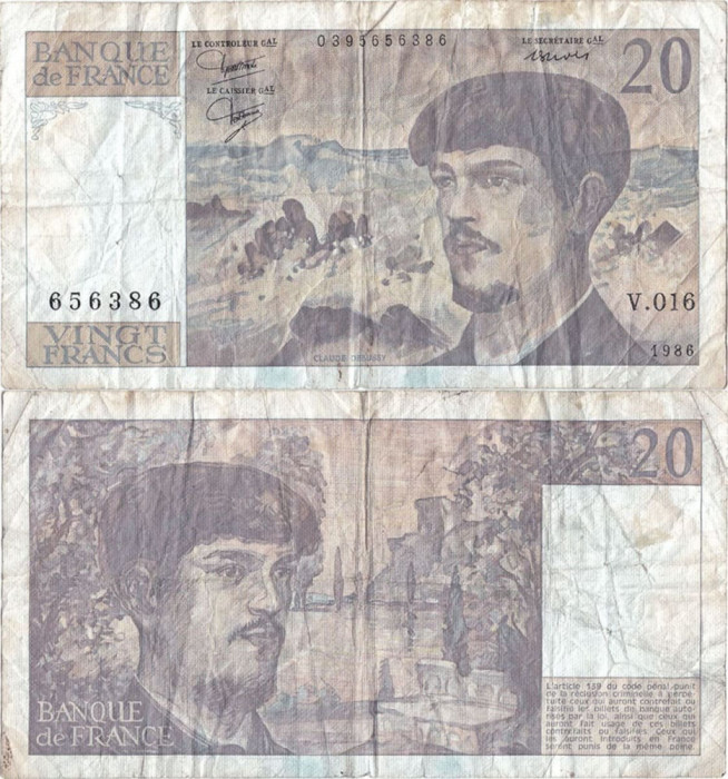 1986, 20 francs (P-151a.7) - Franța