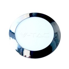 Panou LED 12W montaj la suprafata Subtire Crom Rotund Alb rece V-Tac SKU-6366 VT-1205CH foto