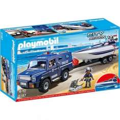 Camion de politie cu barca Playmobil foto