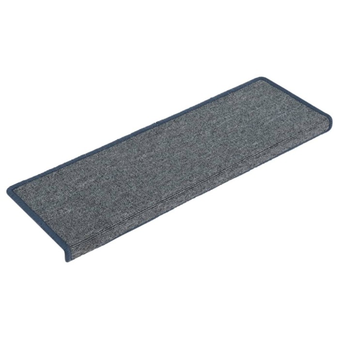 Covorase pentru scari, 15 buc., 65x21x4 cm, gri deschis si albastru, cu margini dreptunghiulare