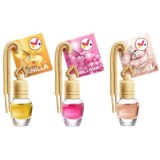 Set 3 Odorizante Auto in Sticla cu Snur si Capac din lemn, Arome Vanilie, Bubble Gum si Angel, 8 ml, EXPRESS
