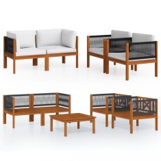 vidaXL Set mobilier gradina cu perne, crem, 5 piese, lemn masiv acacia foto