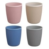 Set 4 Pahare din Plastic Reutilizabile, 400 ml, Multicolore, cu Model Dungi, CMCLASS