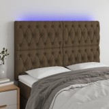 VidaXL Tăblie de pat cu LED, maro &icirc;nchis, 160x7x118/128 cm, textil