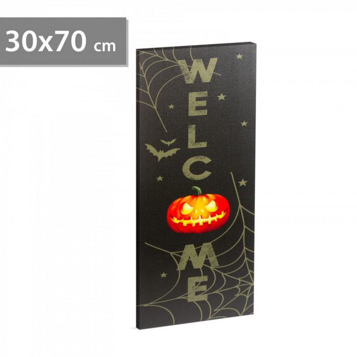 Tablou de Halloween cu LED-uri - agățat pe perete, 2 x AA, 30 x 70 cm - WELCOME