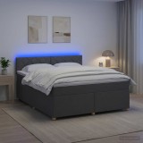 Cumpara ieftin Pat boxspring cu saltea Gri inchis 160 x 200 cm Tesatura