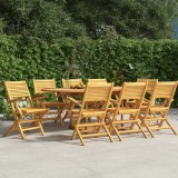 Set 8 Scaune Gradina Pliante vidaXL, Lemn Masiv Tec, 55x62x90 cm, Rezistente, Confortabile, Design Lamele