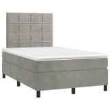 Cumpara ieftin Pat box spring cu saltea, gri deschis, 120x190 cm, catifea