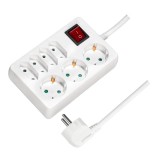 PRELUNGITOR LOGILINK, Schuko x 3, Euro skt x 4, conectare prin Schuko (T), cablu 5 m, 16 A, protectie stropire cu apa, on / off, alb, &quot;LPS210&quot; (timbru