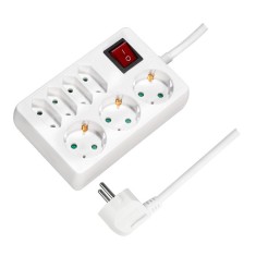 PRELUNGITOR LOGILINK, Schuko x 3, Euro skt x 4, conectare prin Schuko (T), cablu 5 m, 16 A, protectie stropire cu apa, on / off, alb, &quot;LPS210&quot; (timbru