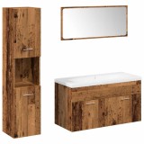 Cumpara ieftin Set mobilier de baie, 5 piese, lemn vechi, lemn prelucrat