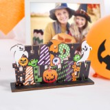 Decor pentru raft din lemn de Halloween - Happy Halloween - 17 x 10 x 4 cm