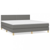 Cumpara ieftin Pat box spring cu saltea, gri inchis, 180x200 cm, textil