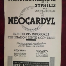 1937, Reclama Neocardyl, propaganda medicala intebelica, tratament sifilis