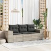 Gossi set canapele de gradina cu perne, 3 piese gri deschis poliratan