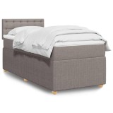 Cumpara ieftin Pat box spring cu saltea, gri taupe, 100x200 cm, textil