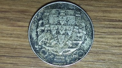 Portugalia - moneda de colectie argint - 2.5 escudos 1942 patina grea - superba barca cu panze ! foto