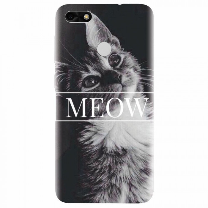 Husa silicon pentru Huawei Y6 Pro 2017, Meow Cute Cat